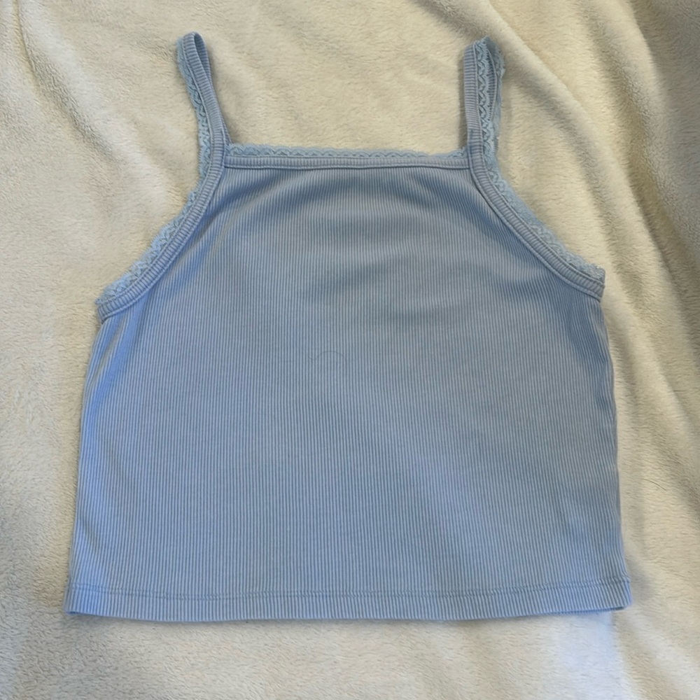 Lace trim ribbed tank